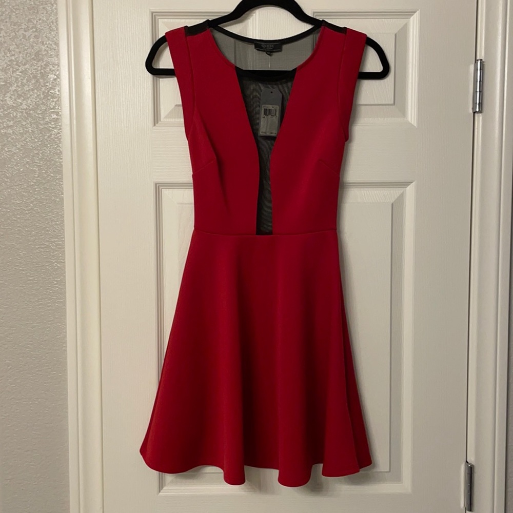 Guess Red Dress with Mesh Paneling